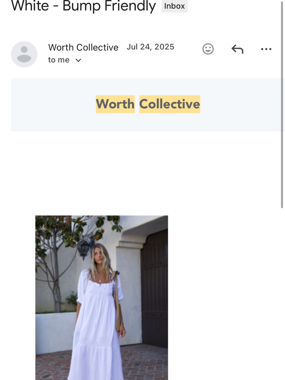 Worth Collective White Bump-Friendly Maxi Dress